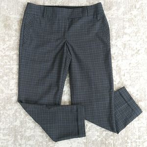 Ann Taylor Plaid Marisa Straight Cuffed Cropped Ankle Dress Trousers 8 Gray Grey